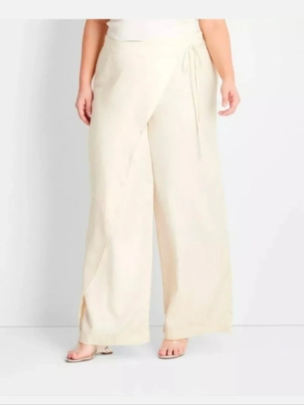 future Collective Women's Mid-rise Sarong Wide Leg Pants With Jenee Cream 2X